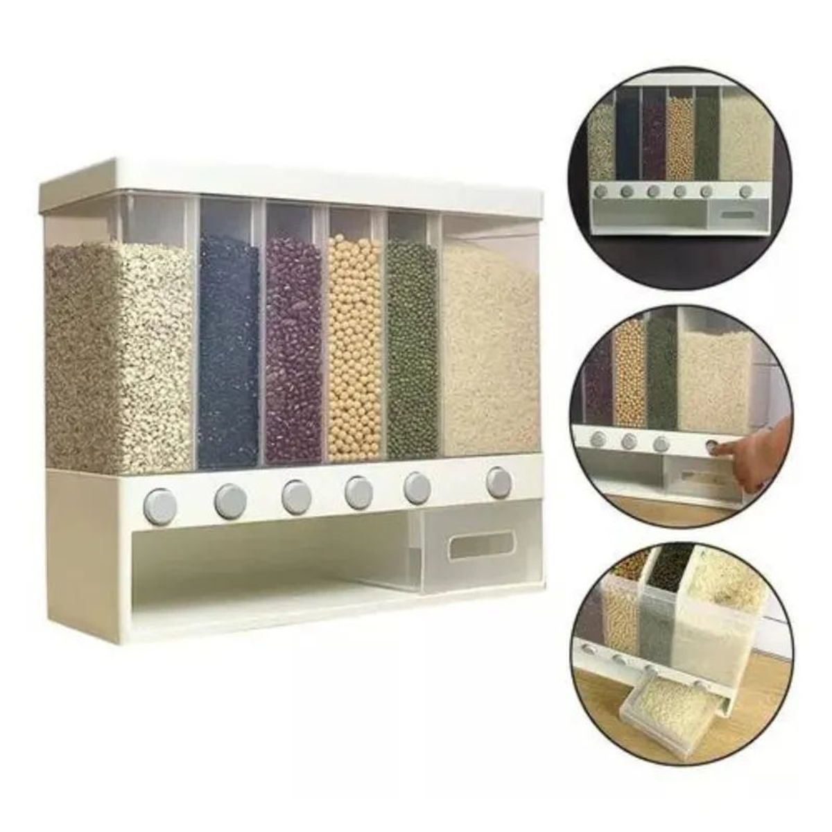 Dispensador de granos con 6 divisores y dosificador, marca GENERICO - Foto 2