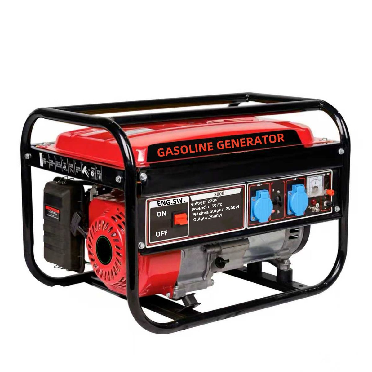 LUBABYCAS - Generador Eléctrico A Gasolina OHV 2500W HD Rojo Lubabycas