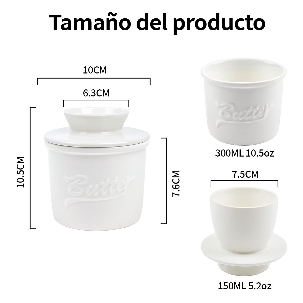 DEKANO - Mantequillera De Cerámica Francesa Con Agua 300 Ml