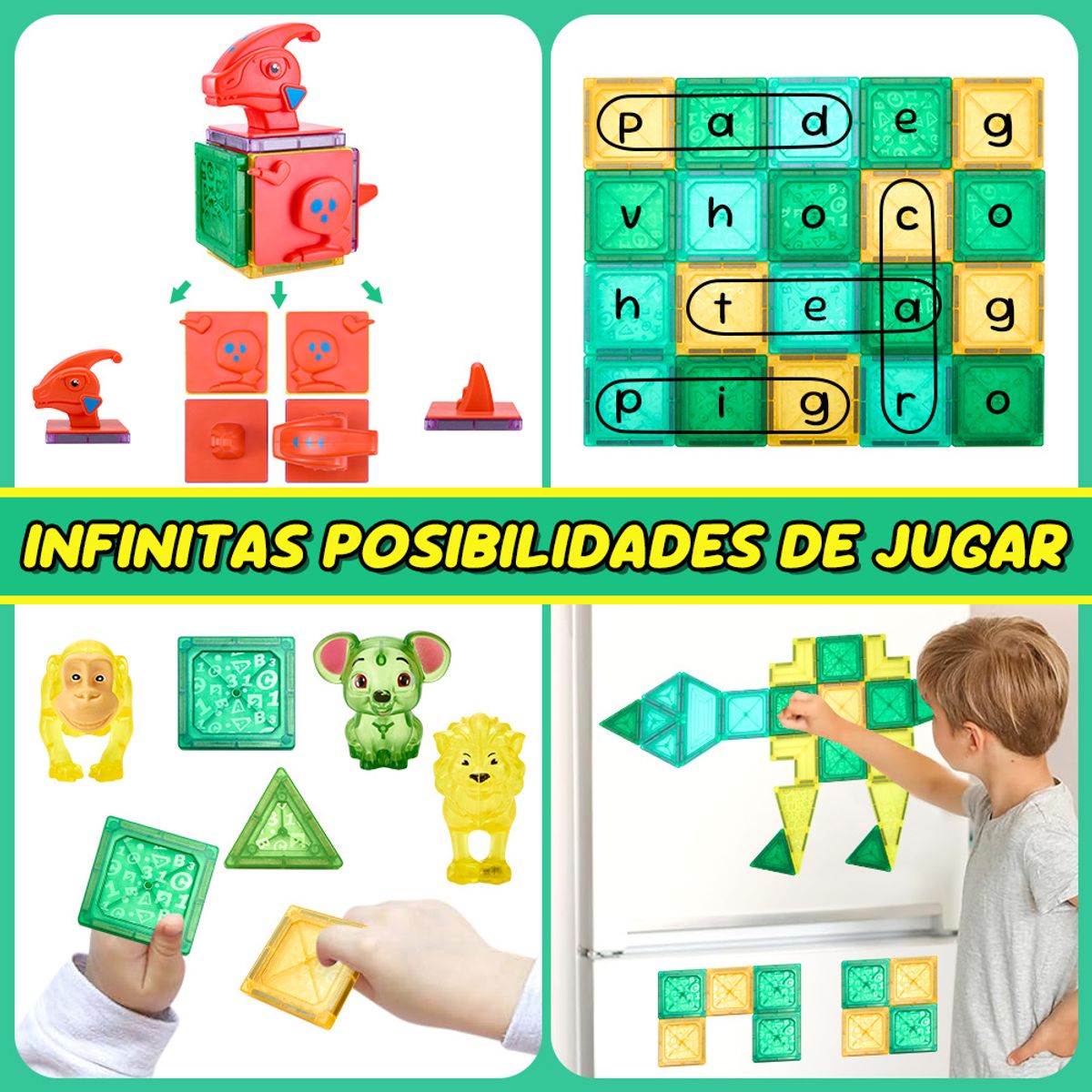 LUKOVEE - Juguete Didáctico Bloques Magnéticos Magnetiblock 91 Piezas