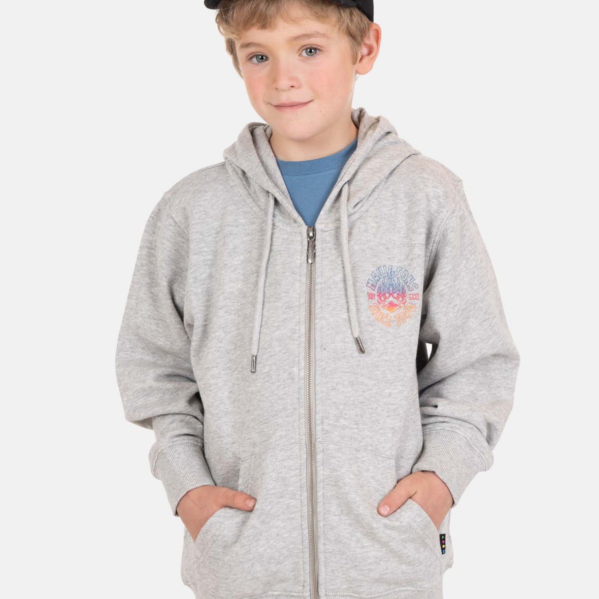 MAUI AND SONS - Poleron FZ Kaia Gris Infantil Maui And Sons