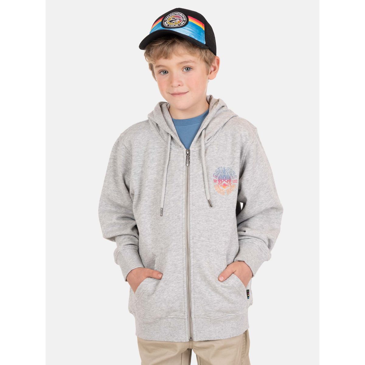 MAUI AND SONS - Poleron FZ Kaia Gris Infantil Maui And Sons