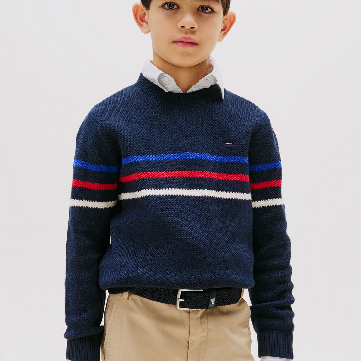 TOMMY HILFIGER - Sweater De Rayas Texturizadas Azul Tommy Hilfiger