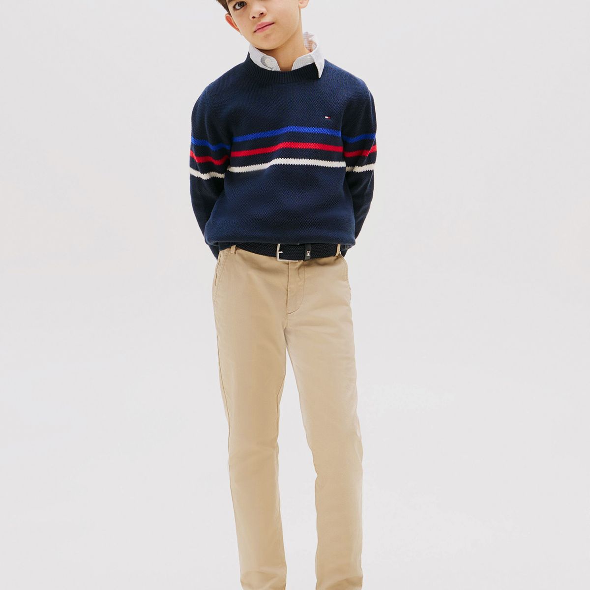 TOMMY HILFIGER - Sweater De Rayas Texturizadas Azul Tommy Hilfiger