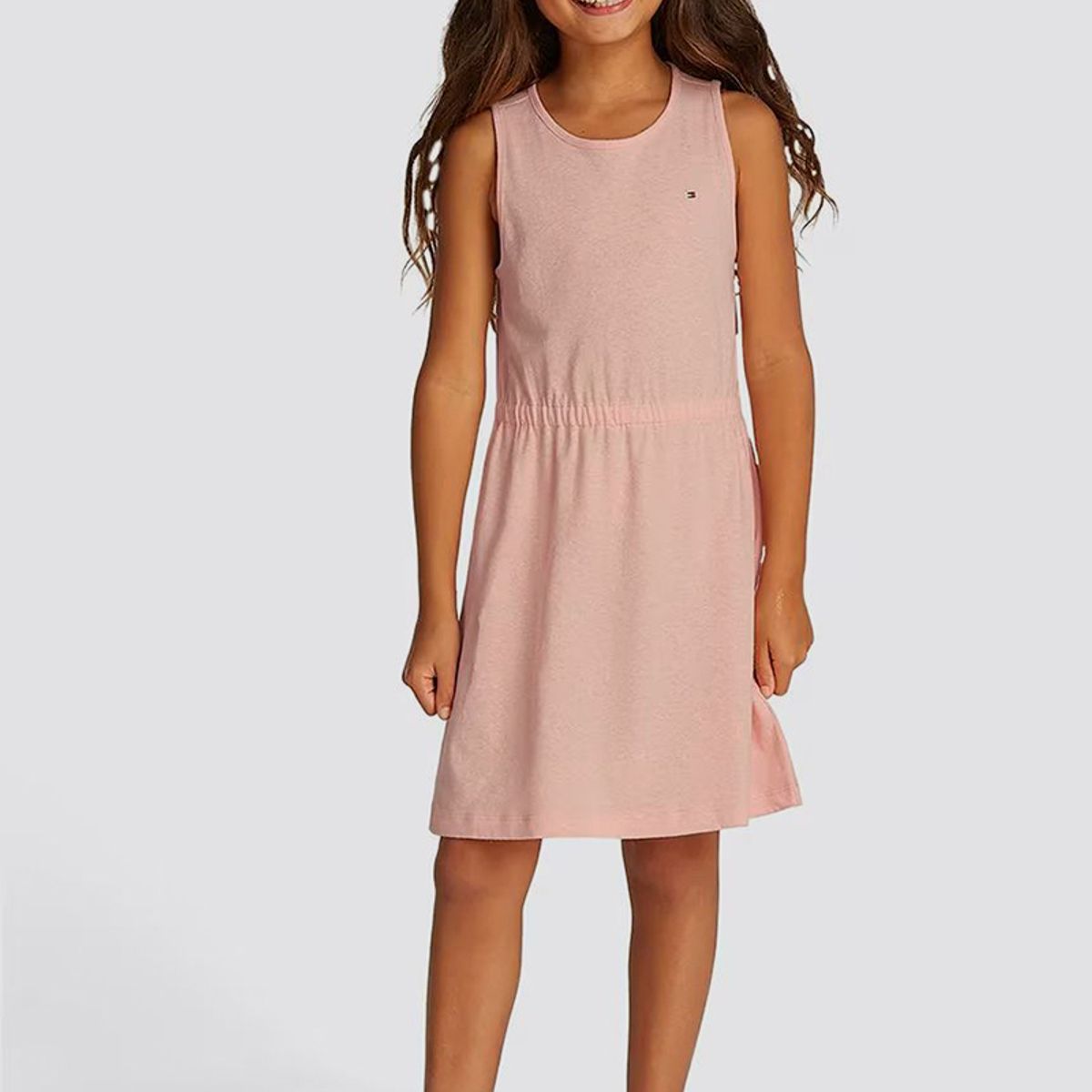 TOMMY HILFIGER - Vestido Sin Mangas En Mezcla De Lino Rosado Tommy Hilfiger