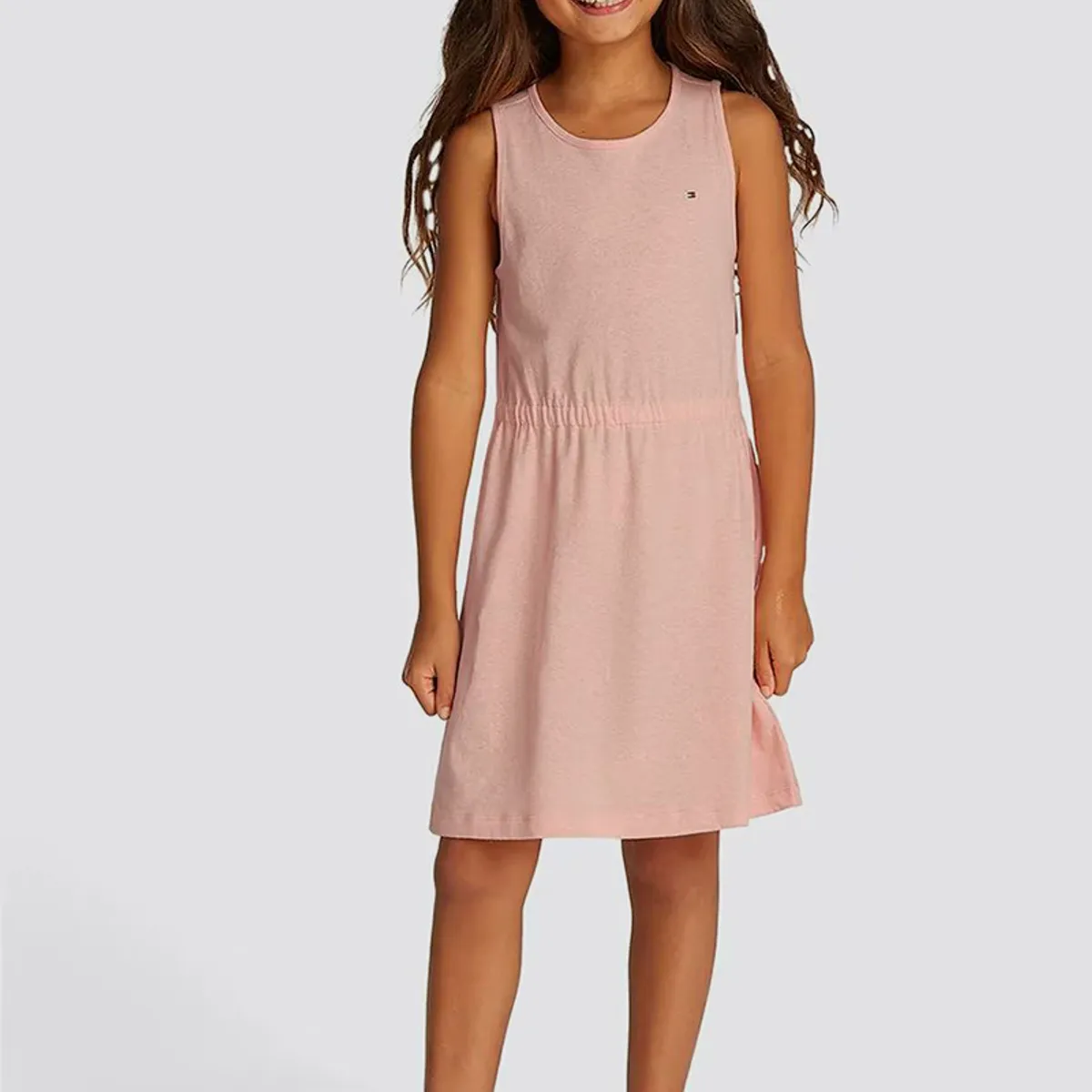 TOMMY HILFIGER - Vestido Sin Mangas En Mezcla De Lino Rosado Tommy Hilfiger
