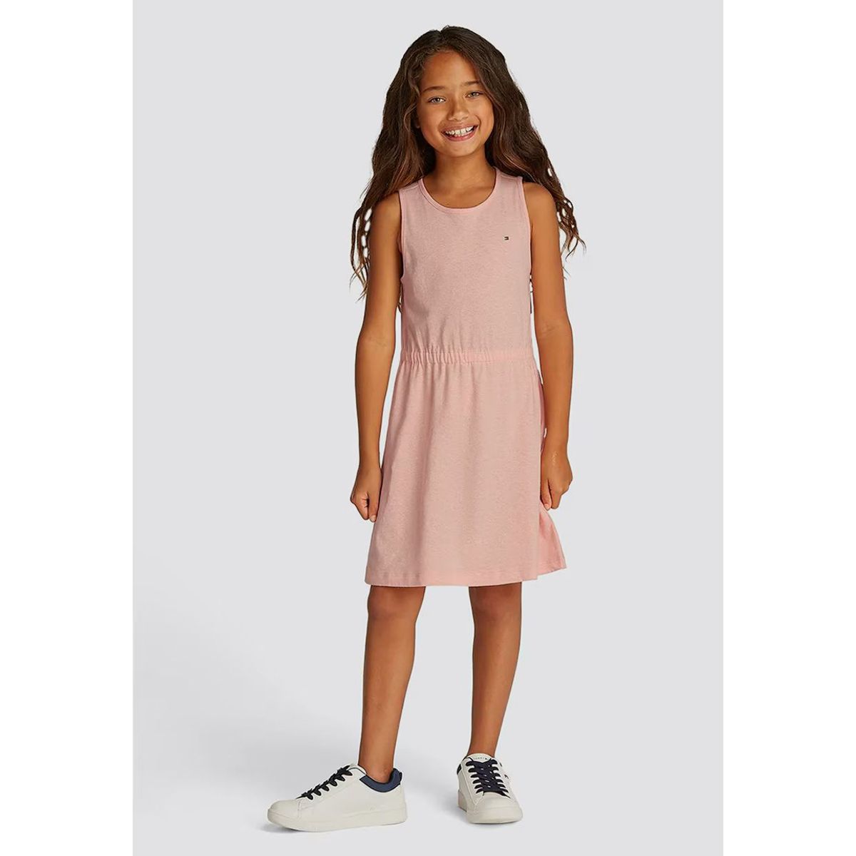 TOMMY HILFIGER - Vestido Sin Mangas En Mezcla De Lino Rosado Tommy Hilfiger