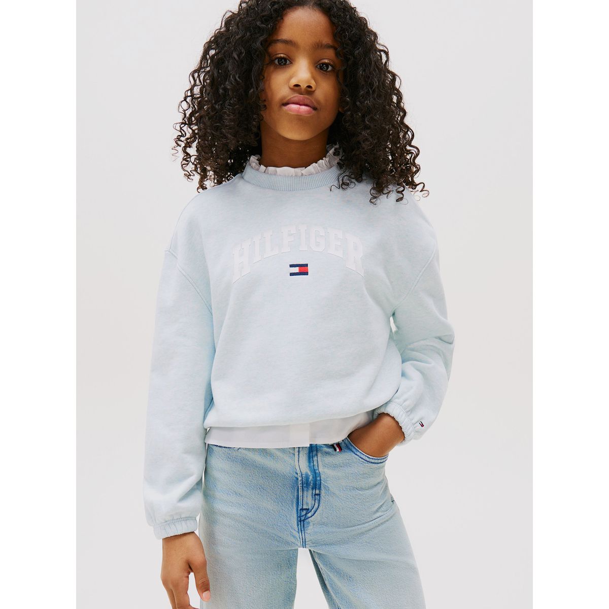 TOMMY HILFIGER - Polerón Universitario De Corte Amplio Celeste Tommy Hilfiger