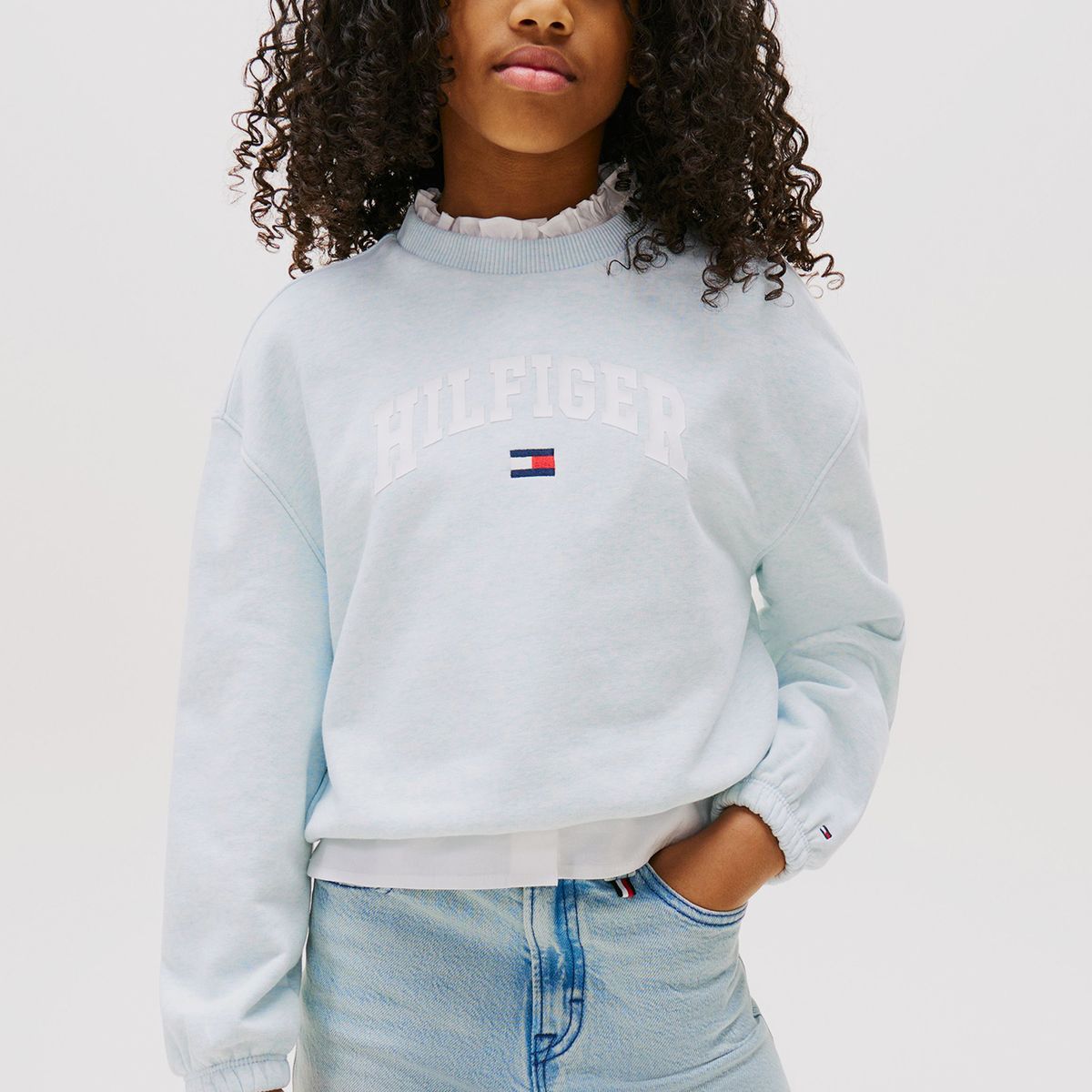 TOMMY HILFIGER - Polerón Universitario De Corte Amplio Celeste Tommy Hilfiger