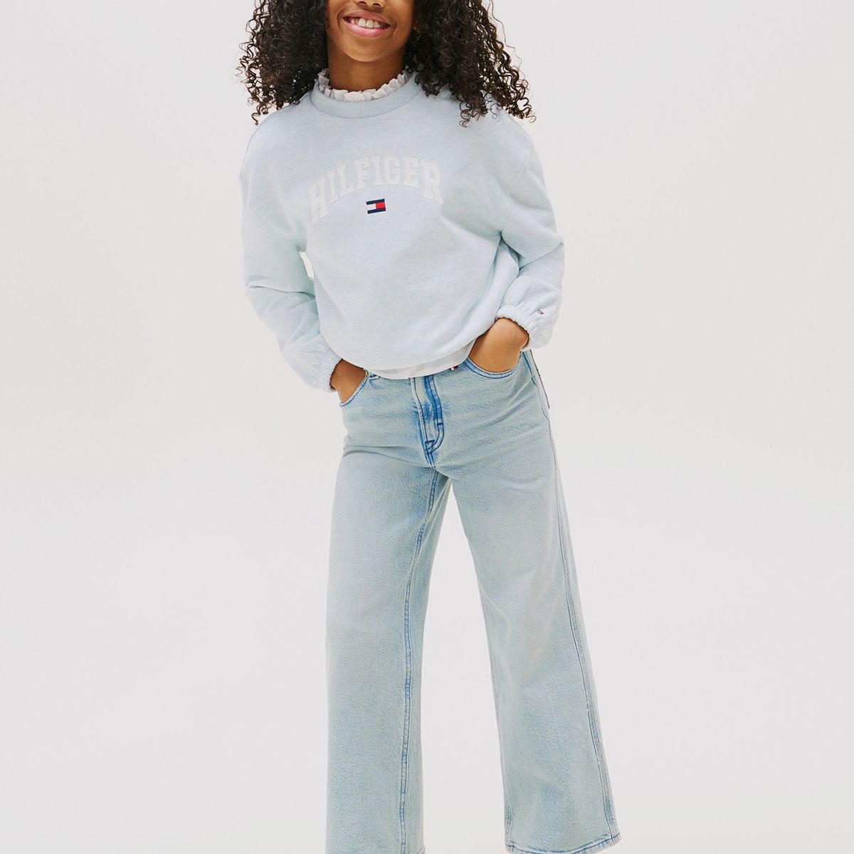 TOMMY HILFIGER - Polerón Universitario De Corte Amplio Celeste Tommy Hilfiger