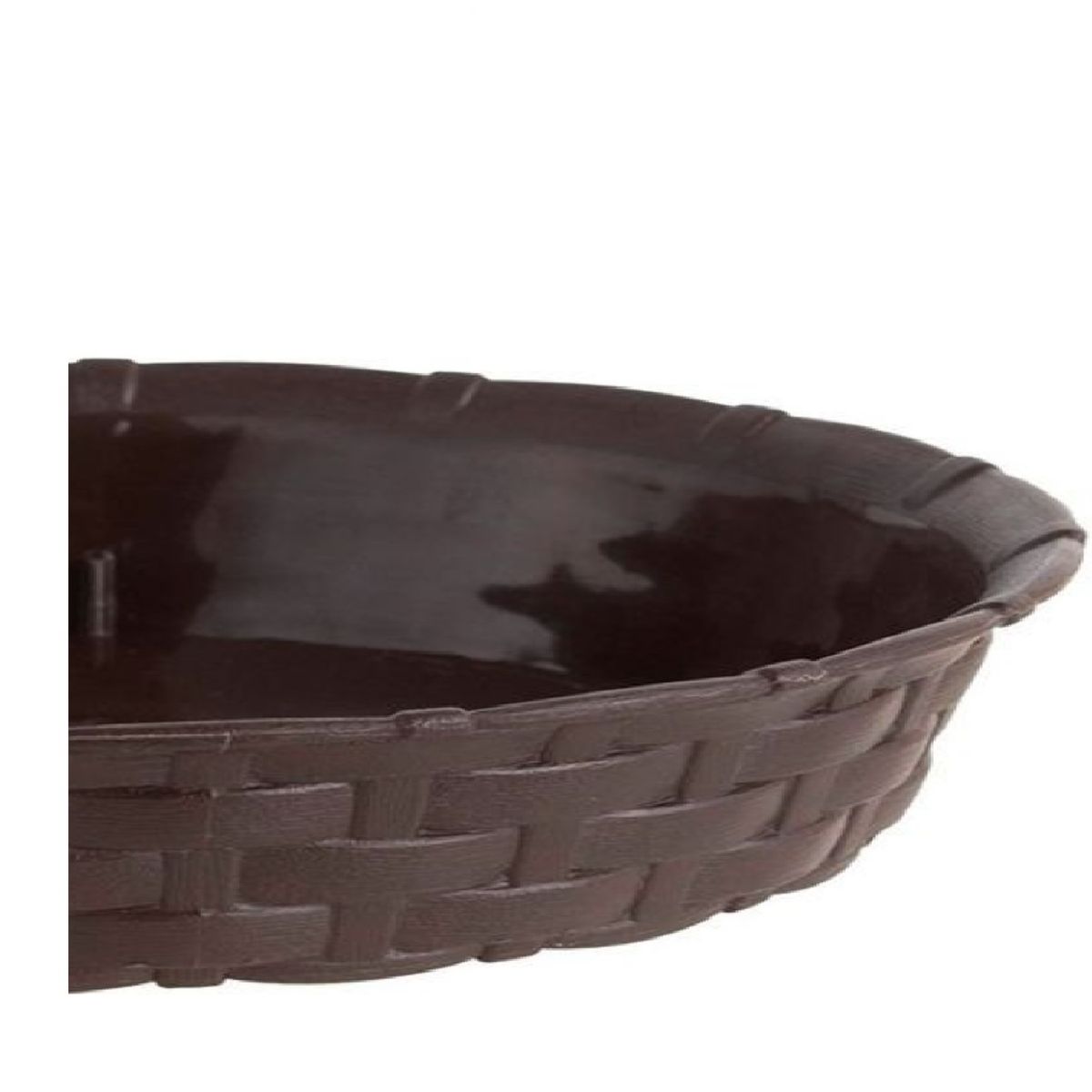 REYPLAST - PACK X4 PLATO MACETA REDONDA ESTILO RATÁN 25×23 CM MARRÓN MORO REYPLAST