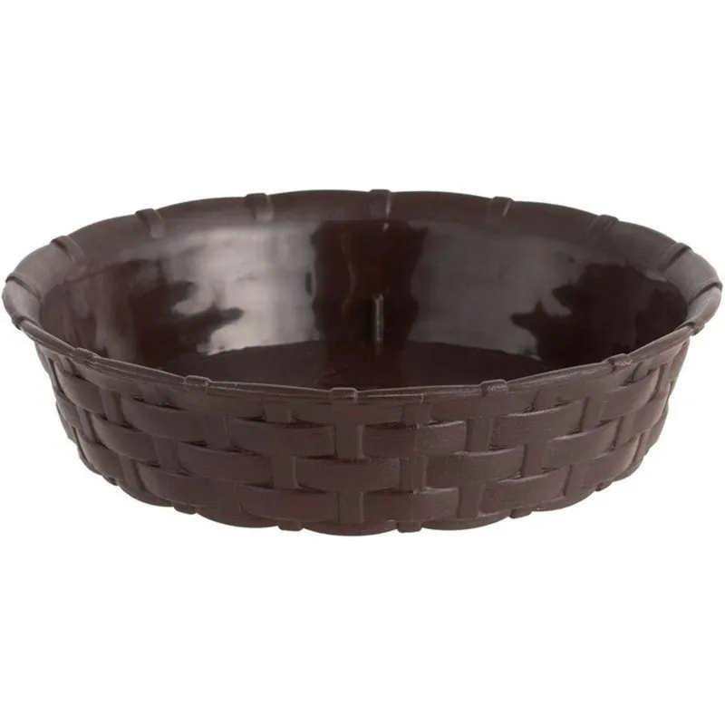 REYPLAST - PACK X 4 PLATO MACETA REDONDA ESTILO RATÁN 33×30 CM MARRÓN MORRO  REYPLAST