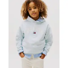 TOMMY HILFIGER - Polerón Gorro Estilo Universitario Celeste