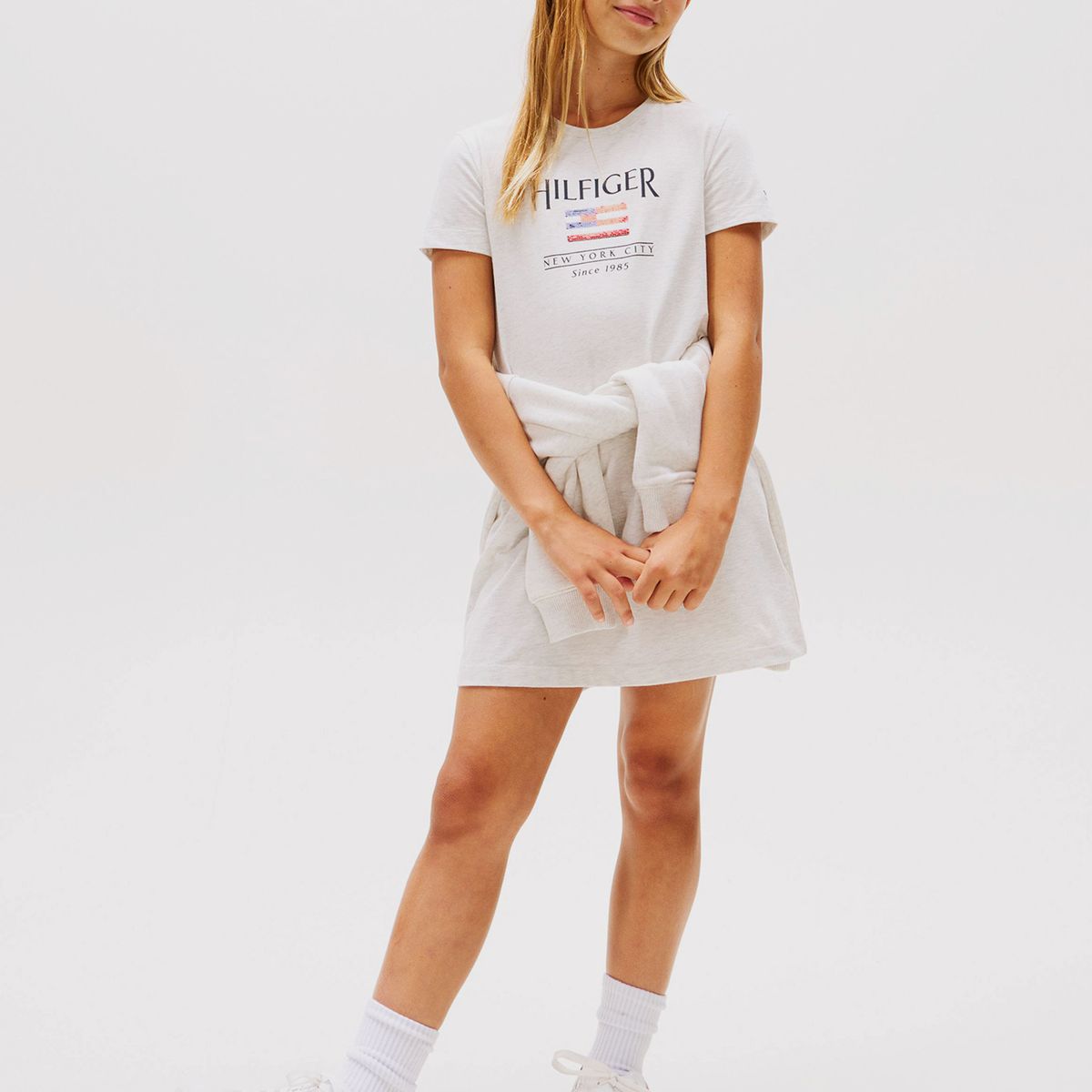 TOMMY HILFIGER - Vestido Con Logo De Lentejuelas Blanco Tommy Hilfiger