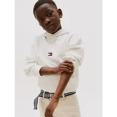 TOMMY HILFIGER - Polerón Con Gorro Y Logo De Estilo Universitario Blanco