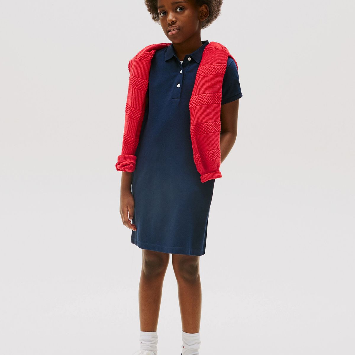TOMMY HILFIGER - Vestido Tipo Polo Con Cuello A Contraste Azul Tommy Hilfiger