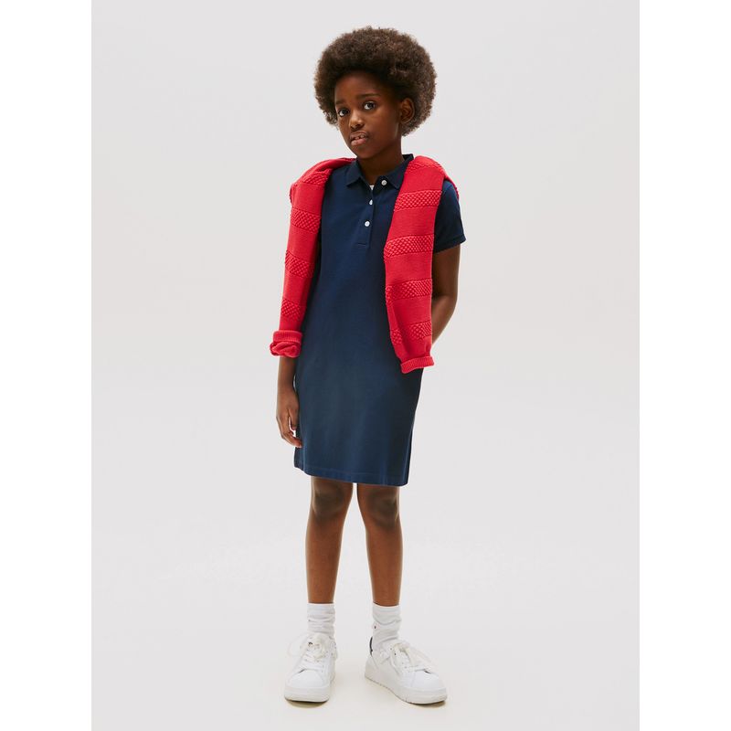 TOMMY HILFIGER - Vestido Tipo Polo Con Cuello A Contraste Azul Tommy Hilfiger