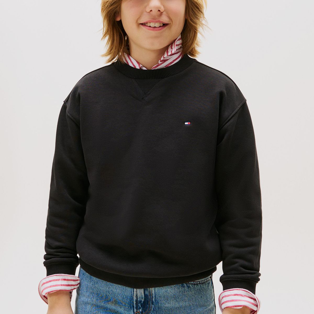 TOMMY HILFIGER - Polerón Timeless Con Logo Negro Tommy Hilfiger