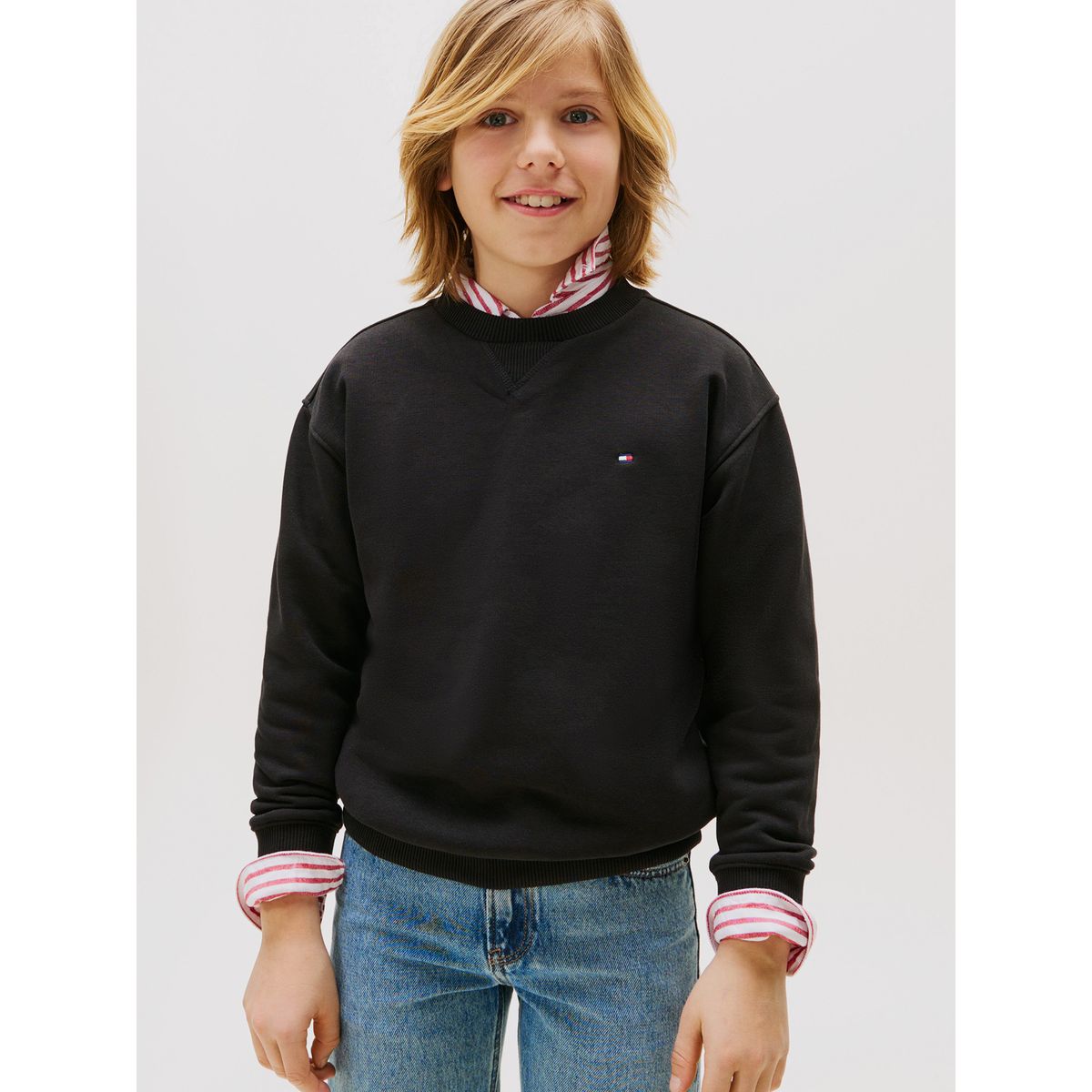 TOMMY HILFIGER - Polerón Timeless Con Logo Negro Tommy Hilfiger