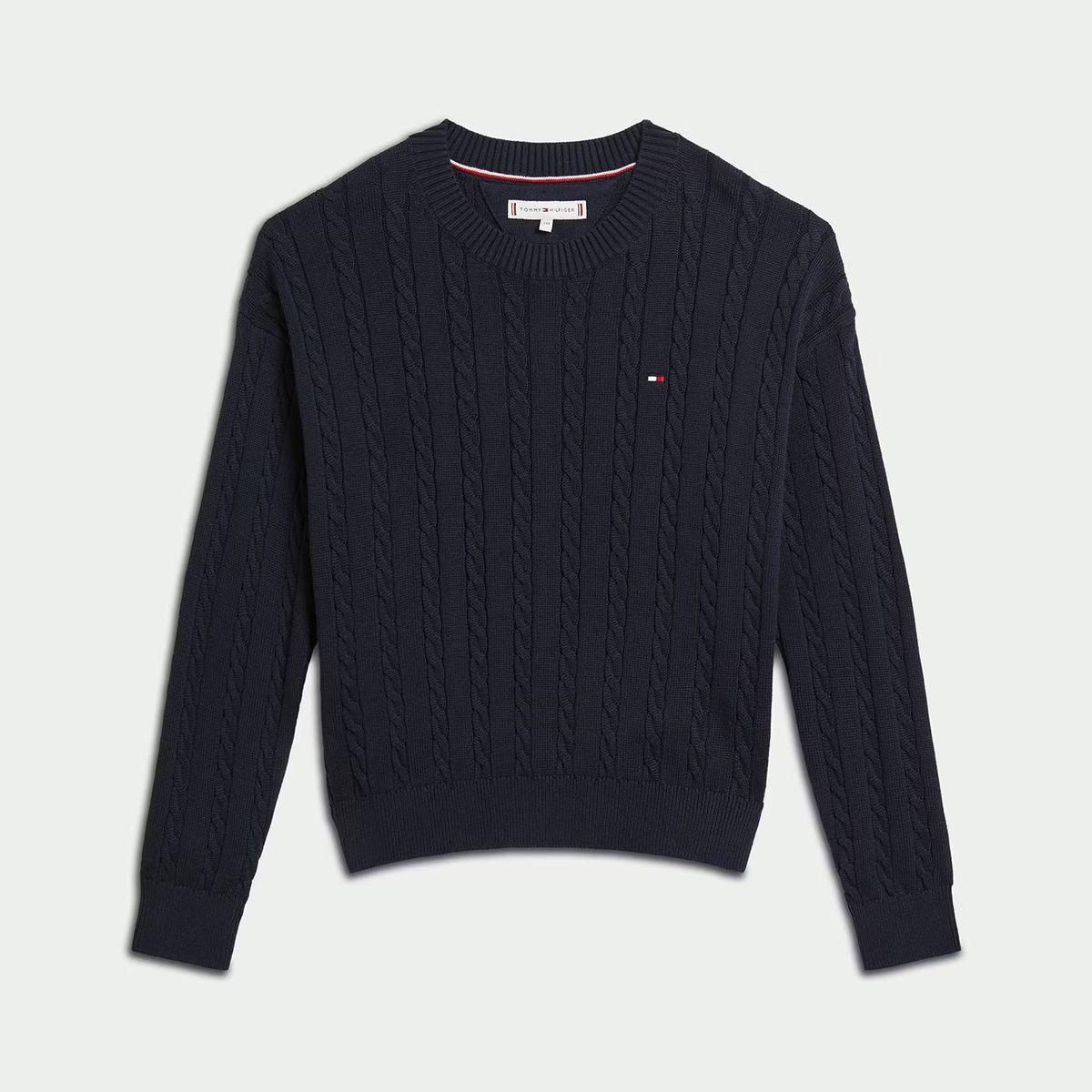 TOMMY HILFIGER - Sweater De Punto Trenzado Con Corte Amplio Azul Tommy Hilfiger
