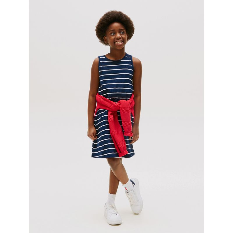 TOMMY HILFIGER - Vestido Sin Mangas En Mezcla De Lino Azul Tommy Hilfiger
