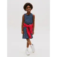 TOMMY HILFIGER - Vestido Sin Mangas En Mezcla De Lino Azul