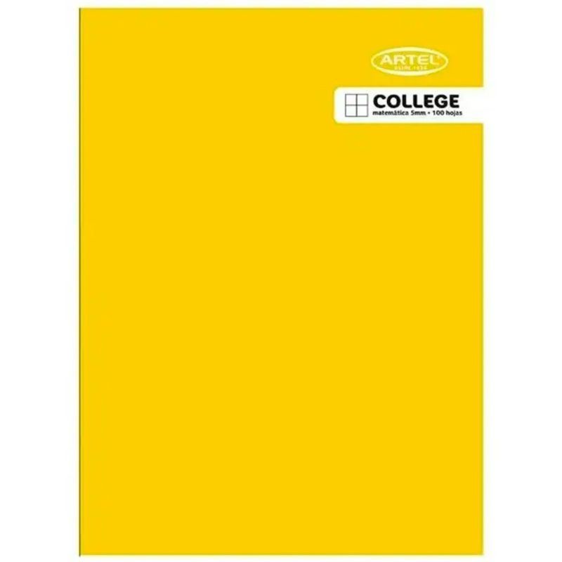 ARTEL - PACK X 4 CUADERNO COLLEGE 100 HOJAS 5 MM  AMARILLO  ARTEL