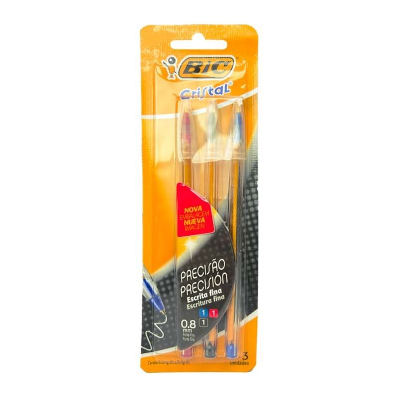 GENERICO - PACK X 4 BLISTER 3 BOLÍGRAFOS CRISTAL 1 AZUL 1 ROJO 1 NEGRO