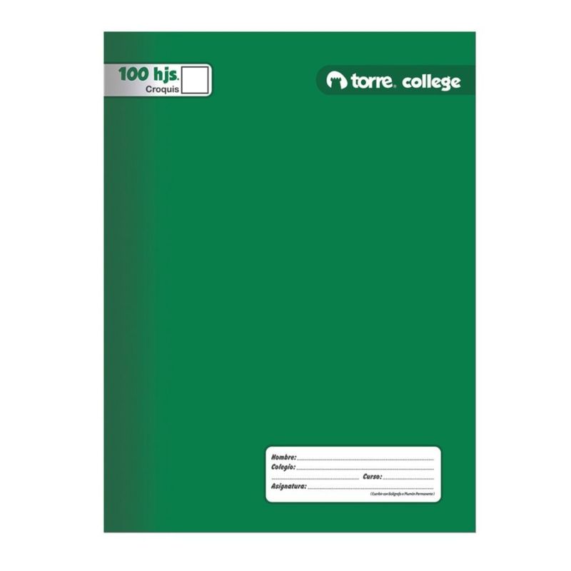 TORRE - PACK X 4 CUADERNOS COLLEGE CROQUIS 100 HOJAS  TORRE