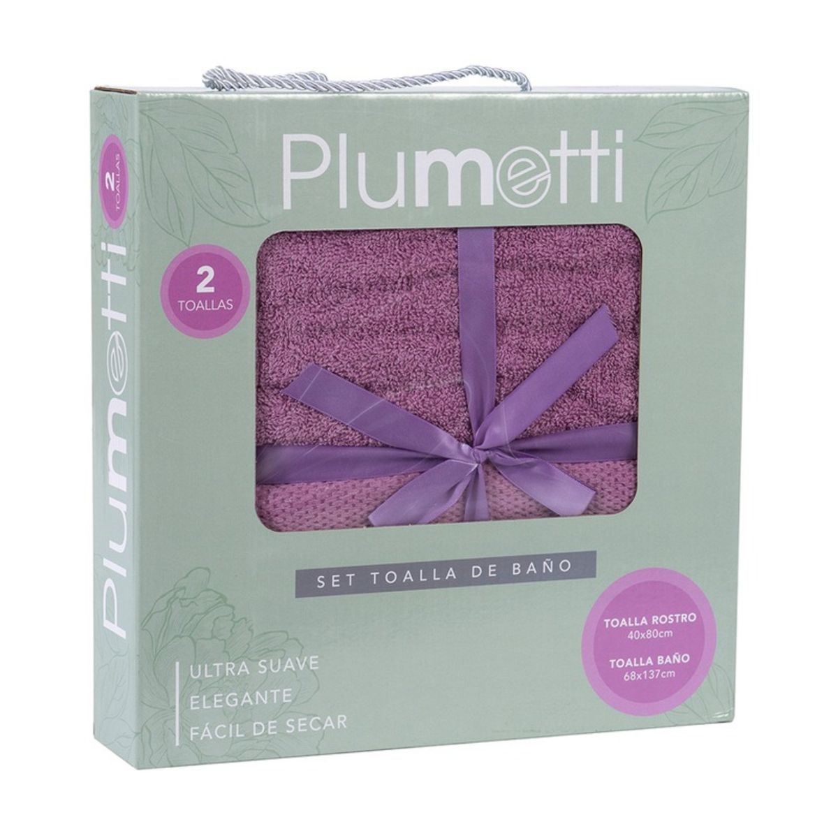 PLUMETTI - SET 2 TOALLAS COLORIX 380 GRS CAJA  MORADO  PLUMETTI