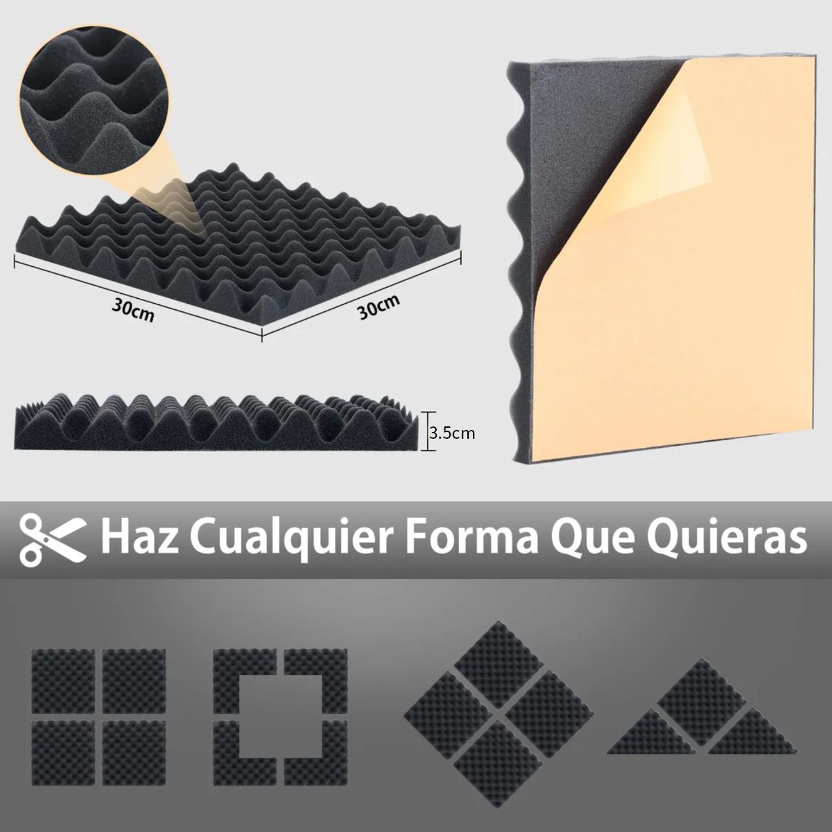 ATURE - Algodón Fonoabsorbente Autoadhesiva Para Habitaciones 24piez