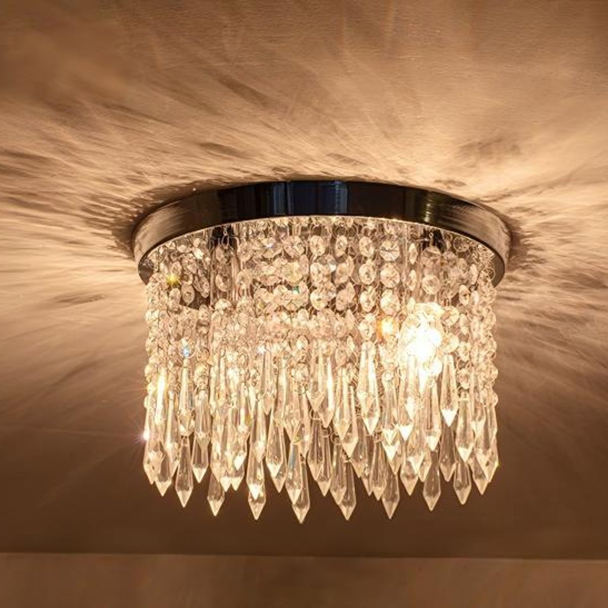 UMEXUS - Lámpara de Techo Cristal Split 5 Luces Plateada 30cm