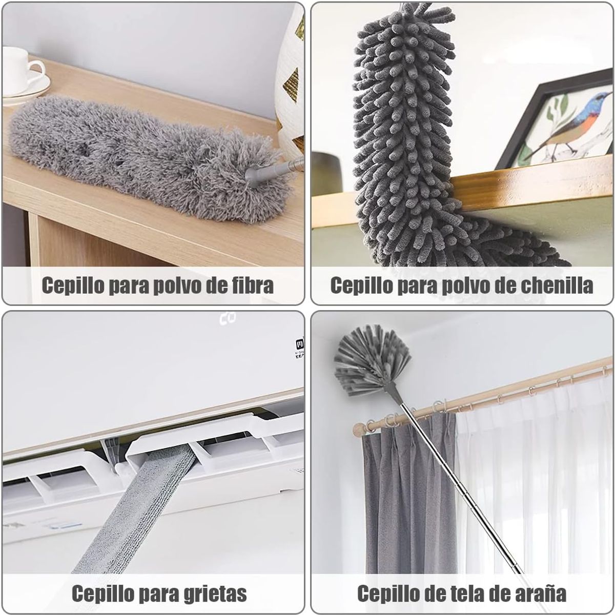 KUANGYE - Plumero Retractil Microfibra Techo Extensión Limpiador Polvo
