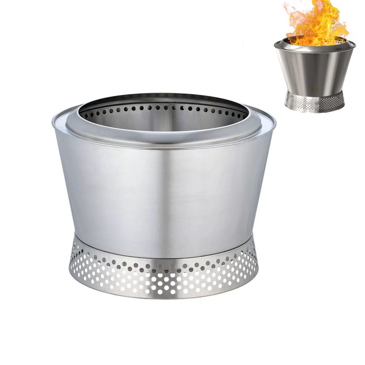 KUANGYE - Brasero Sin Humo Portátil AceroInoxidable Para Exterior Jardín Camping