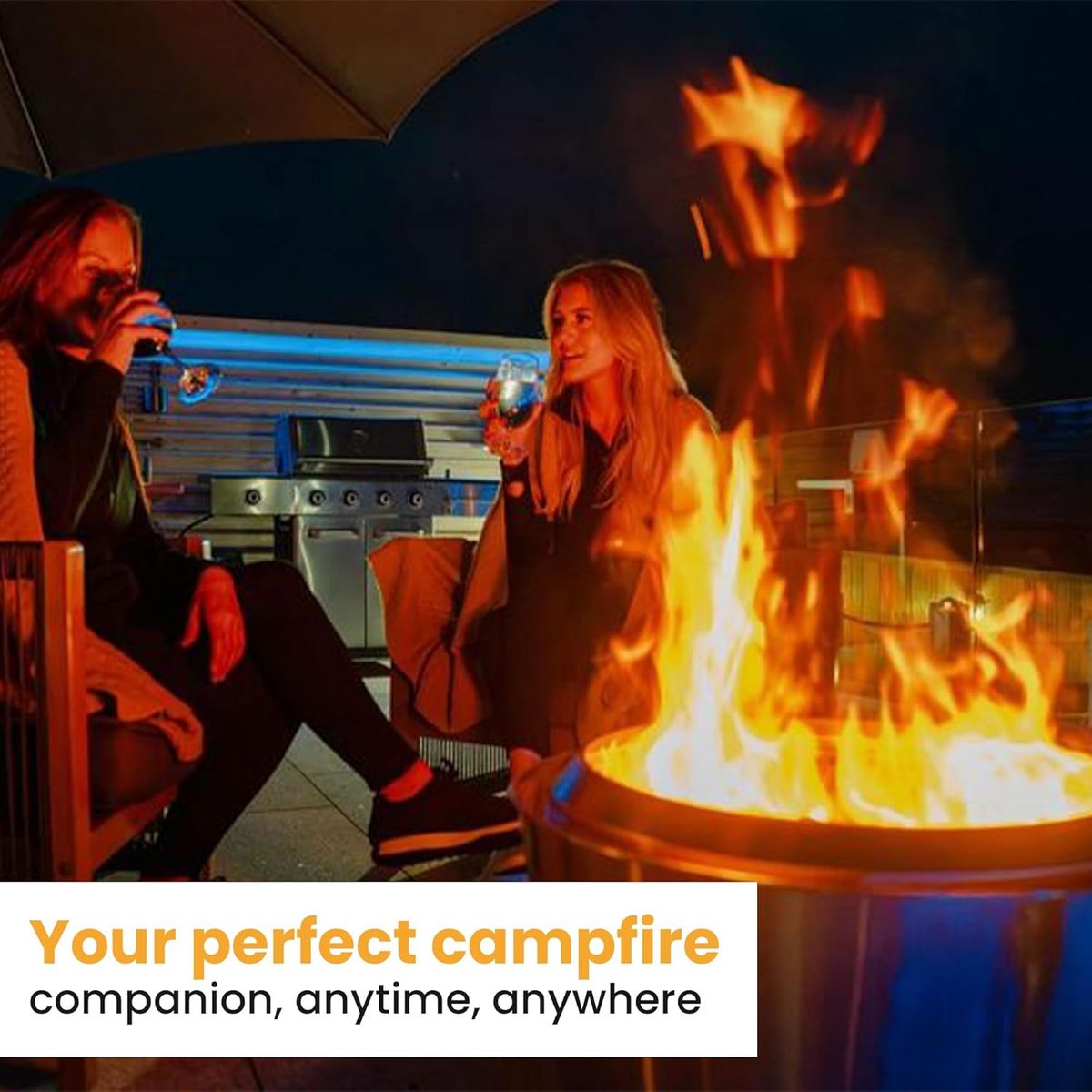 KUANGYE - Brasero Sin Humo Portátil AceroInoxidable Para Exterior Jardín Camping