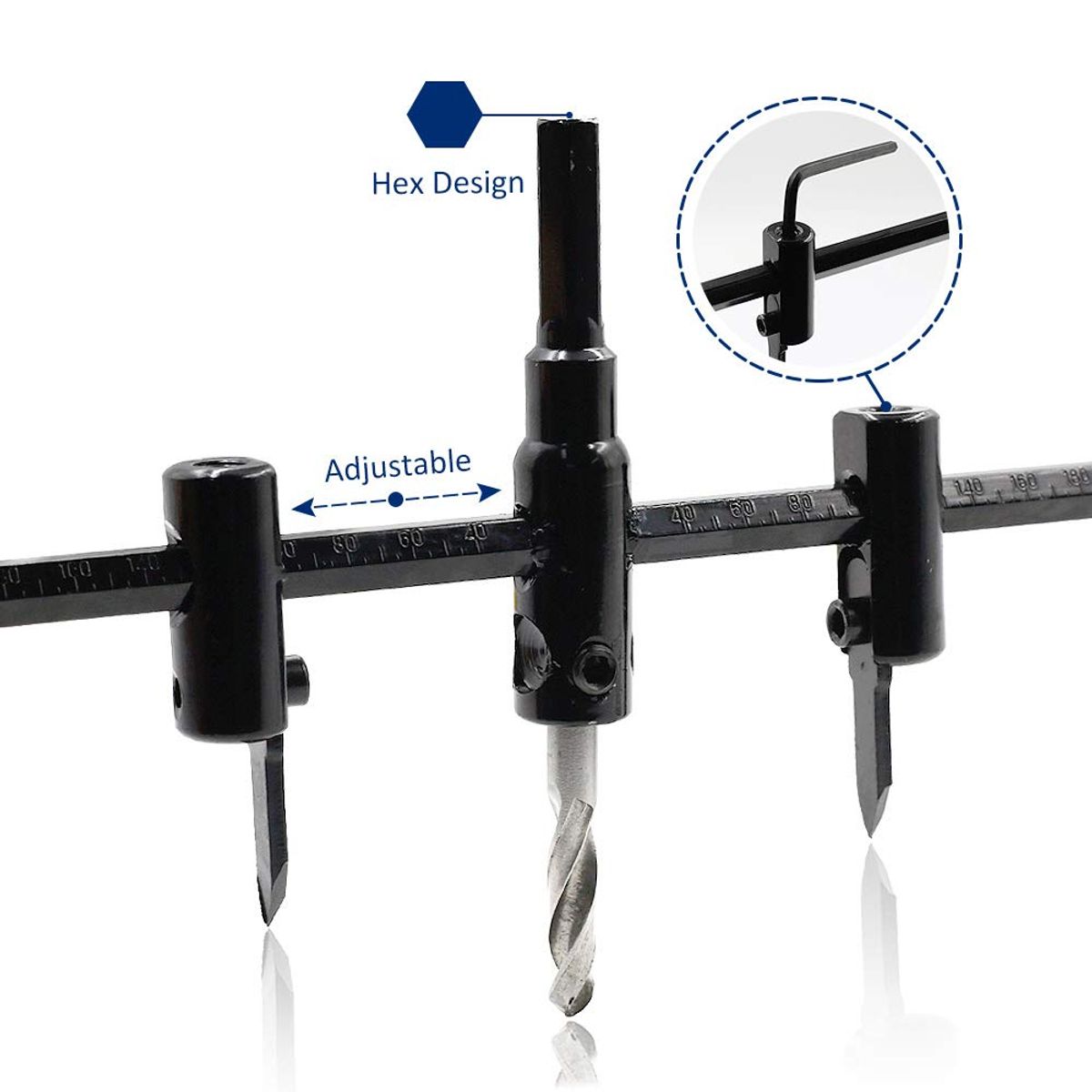 KUANGYE - Broca Cortadora Circular Ajustable Para Taladro - 3 A 30 Cm