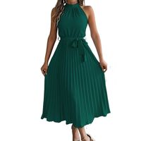 Vestido sin mangas con cuello halter-Verde