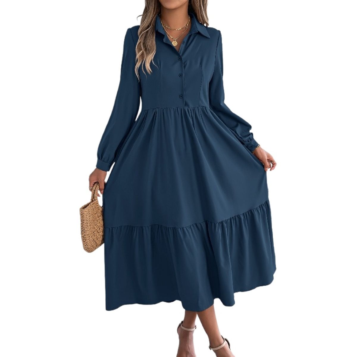 TIOZONEY - Vestido holgado informal-Azul