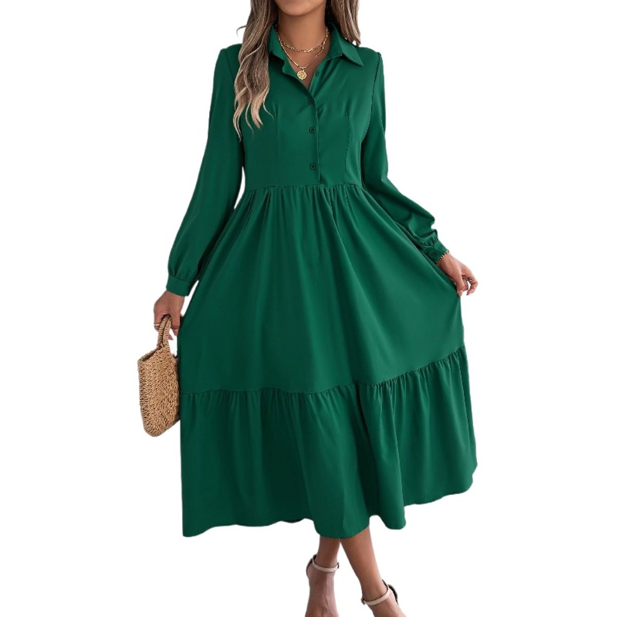 TIOZONEY - Vestido holgado informal-Verde
