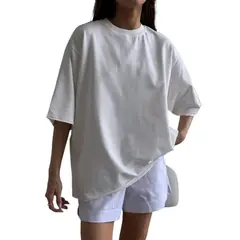 TIOZONEY - Manga corta holgada para mujer-Blanco