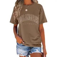 TIOZONEY - Blusa holgada estampada para mujer-Marrón