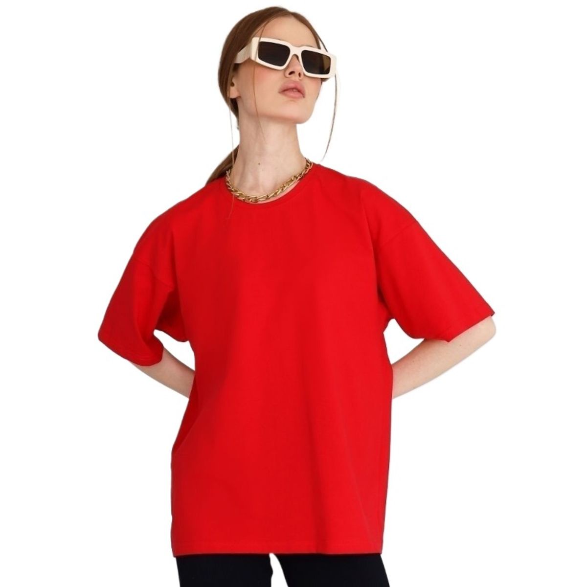 TIOZONEY - Camisetas lisas para mujer-Rojo