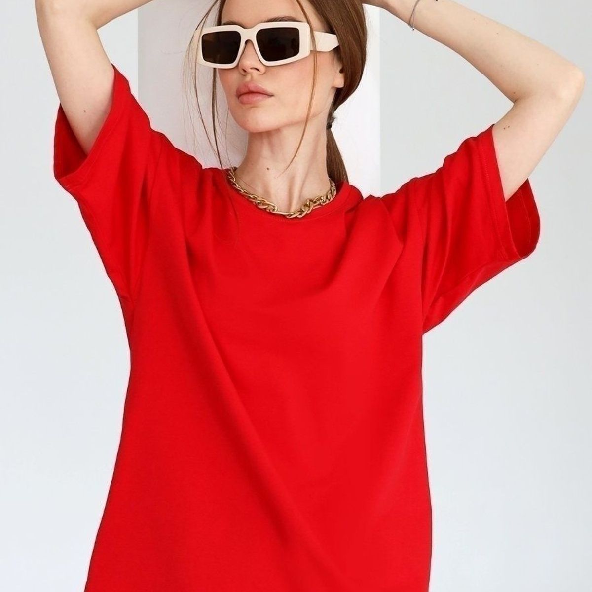 TIOZONEY - Camisetas lisas para mujer-Rojo
