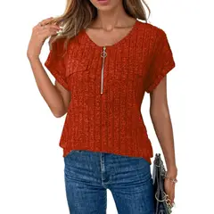 TIOZONEY - Blusa holgada con cremallera-Naranja