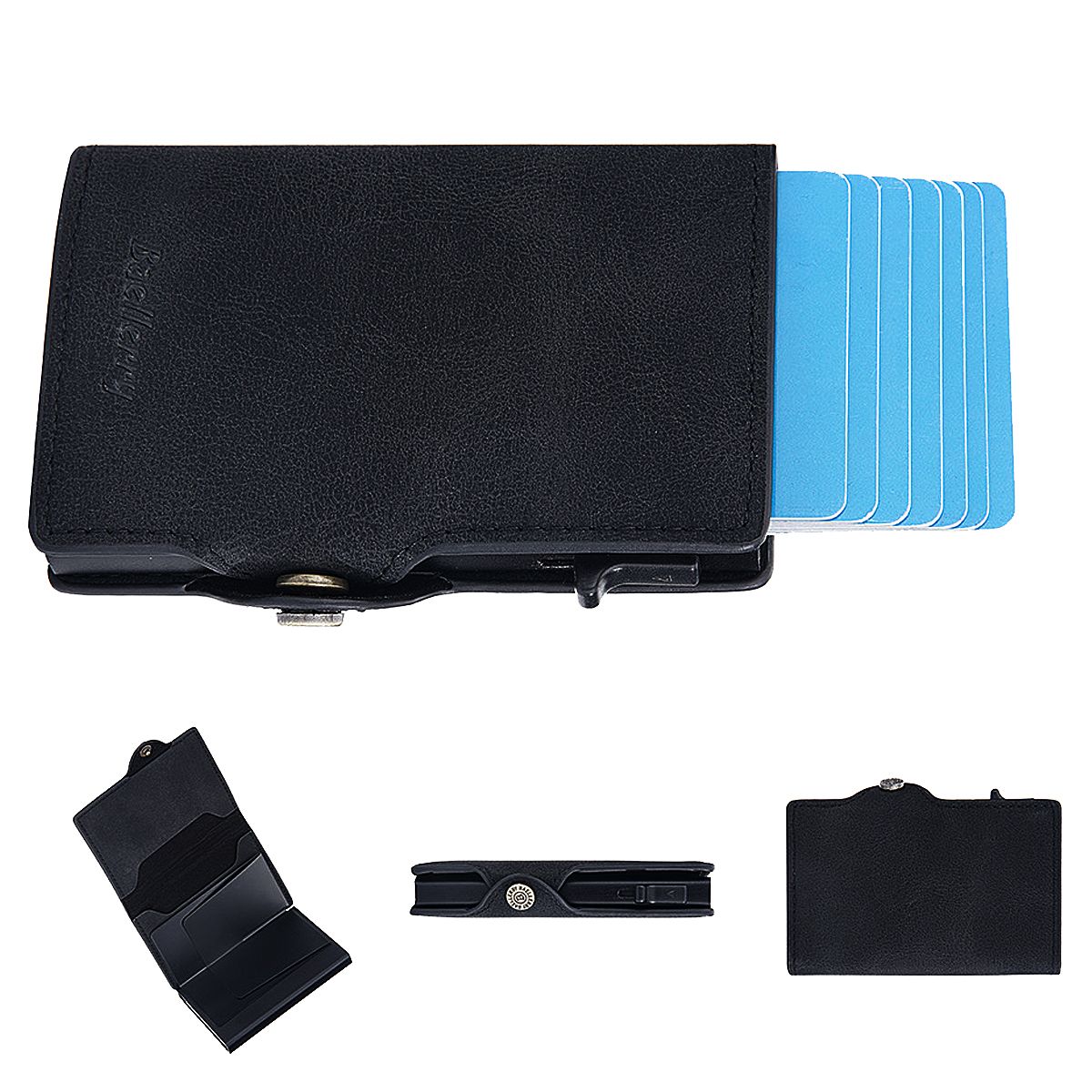 SUPERCENTER - Billetera Compacta Anti Clonación Robo Tarjetero Cuero Negro