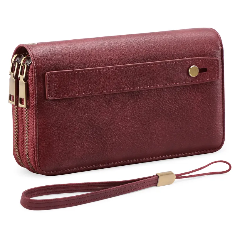 LUKOVEE - Cartera De Mujer Rfid Bloqueo Billetero Doble Gran Capacidad