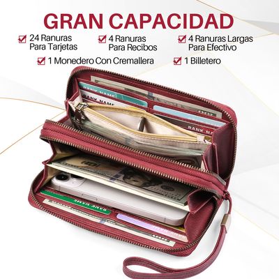 Imagen 2 del producto Cartera De Mujer Rfid Bloqueo Billetero Doble Gran Capacidad
