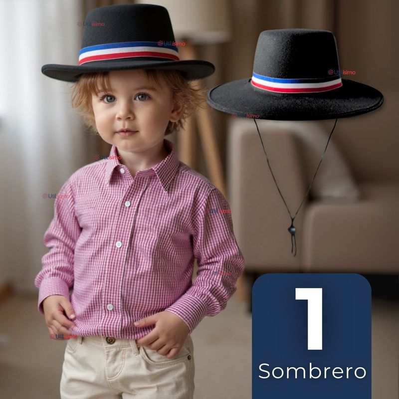 UTILISIMO - Sombrero Huaso Ajustable Elegante Fiestas Patrias