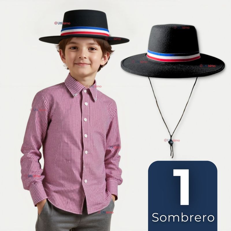 UTILISIMO - Sombrero Huaso Ajustable Elegante Fiestas Patrias