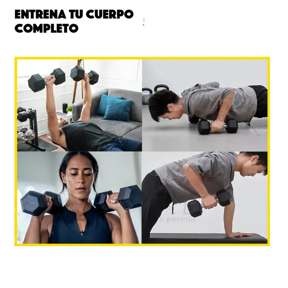 MUNDO MAGIA - Mancuerna Hexagonal 10 Kg Acero Y Caucho Negro